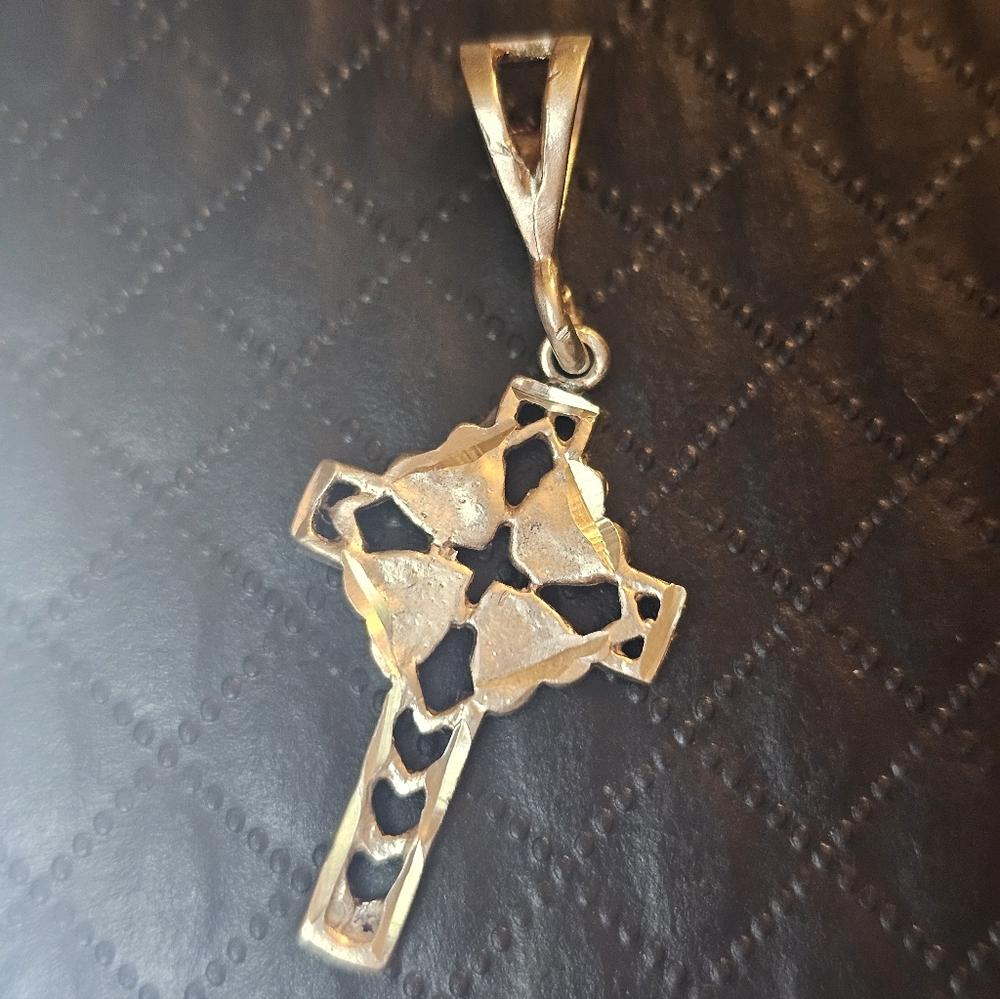 Elegant Gold Cross Pendant, 925 Silver